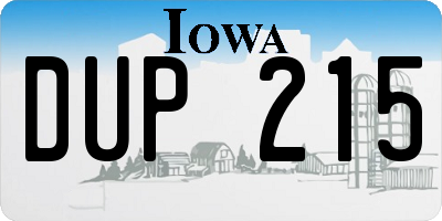 IA license plate DUP215