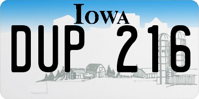 IA license plate DUP216