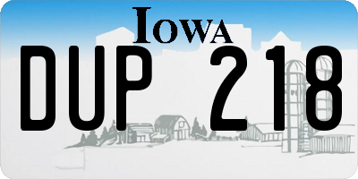 IA license plate DUP218