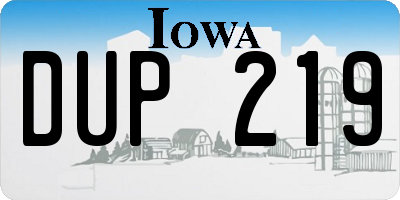 IA license plate DUP219