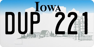 IA license plate DUP221