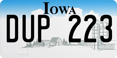 IA license plate DUP223