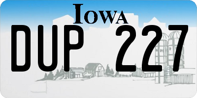 IA license plate DUP227