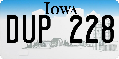 IA license plate DUP228
