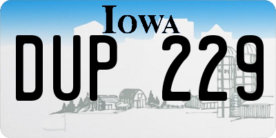 IA license plate DUP229