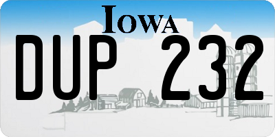 IA license plate DUP232