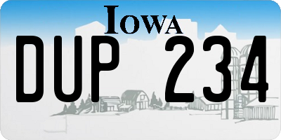 IA license plate DUP234