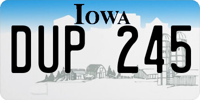 IA license plate DUP245