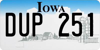 IA license plate DUP251