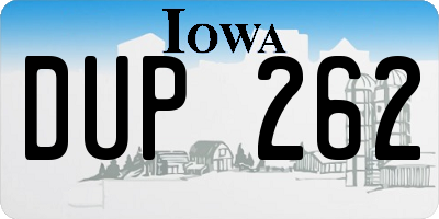 IA license plate DUP262