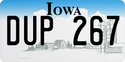 IA license plate DUP267