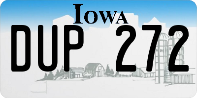 IA license plate DUP272