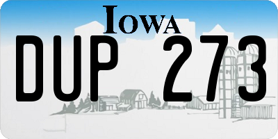 IA license plate DUP273