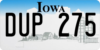 IA license plate DUP275