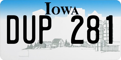 IA license plate DUP281