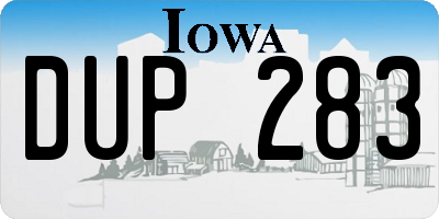 IA license plate DUP283