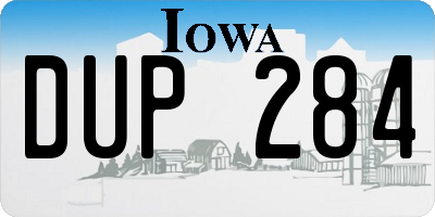 IA license plate DUP284