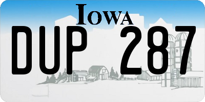 IA license plate DUP287