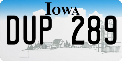 IA license plate DUP289