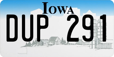 IA license plate DUP291