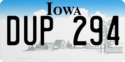 IA license plate DUP294
