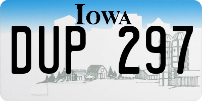 IA license plate DUP297