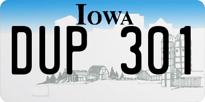 IA license plate DUP301
