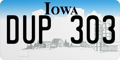 IA license plate DUP303