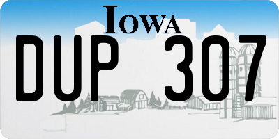 IA license plate DUP307