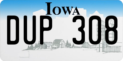 IA license plate DUP308