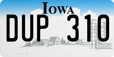 IA license plate DUP310