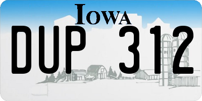 IA license plate DUP312
