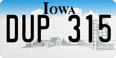 IA license plate DUP315