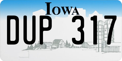 IA license plate DUP317