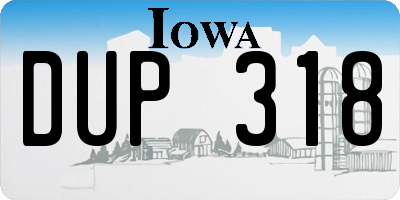 IA license plate DUP318