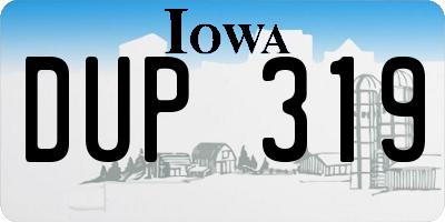 IA license plate DUP319