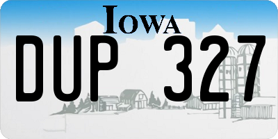 IA license plate DUP327
