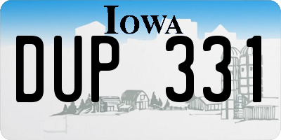 IA license plate DUP331