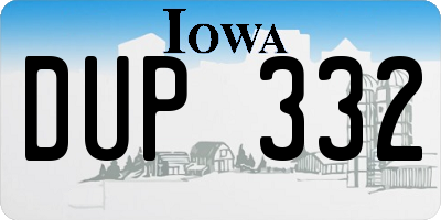 IA license plate DUP332