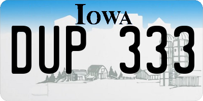 IA license plate DUP333