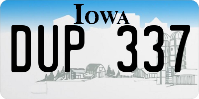 IA license plate DUP337