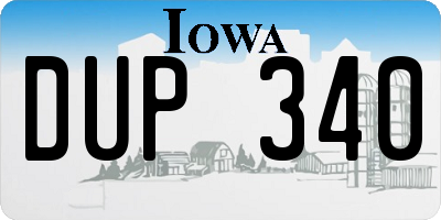 IA license plate DUP340