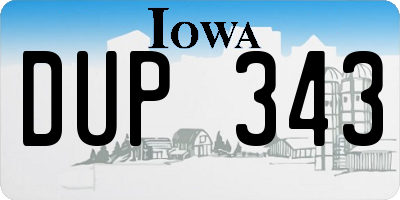 IA license plate DUP343