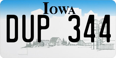 IA license plate DUP344