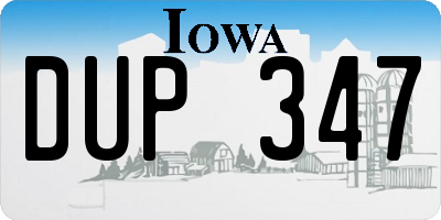 IA license plate DUP347