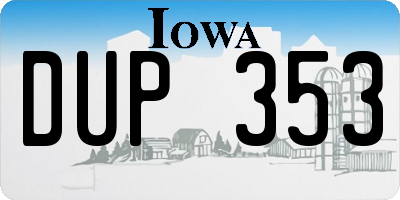 IA license plate DUP353