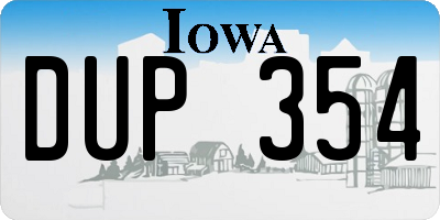 IA license plate DUP354
