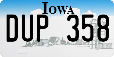 IA license plate DUP358