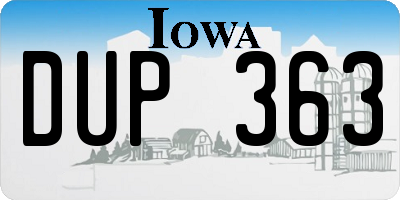 IA license plate DUP363