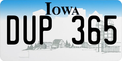 IA license plate DUP365